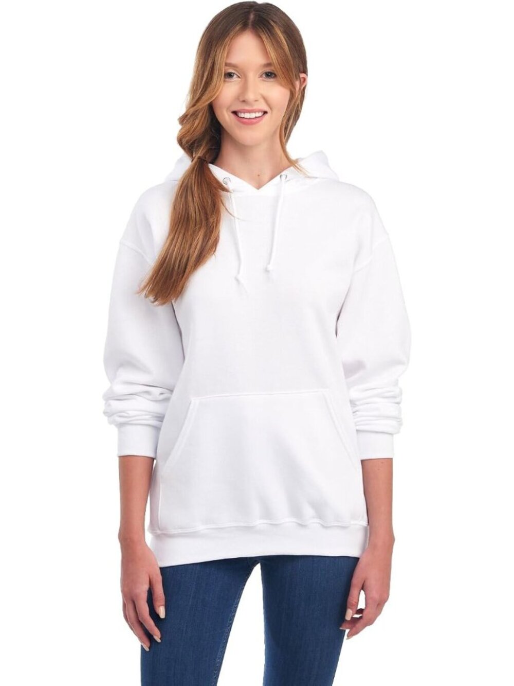 Jerzees Men's White Long Sleeve Nublend Pullover Sweatshirts Hoodies